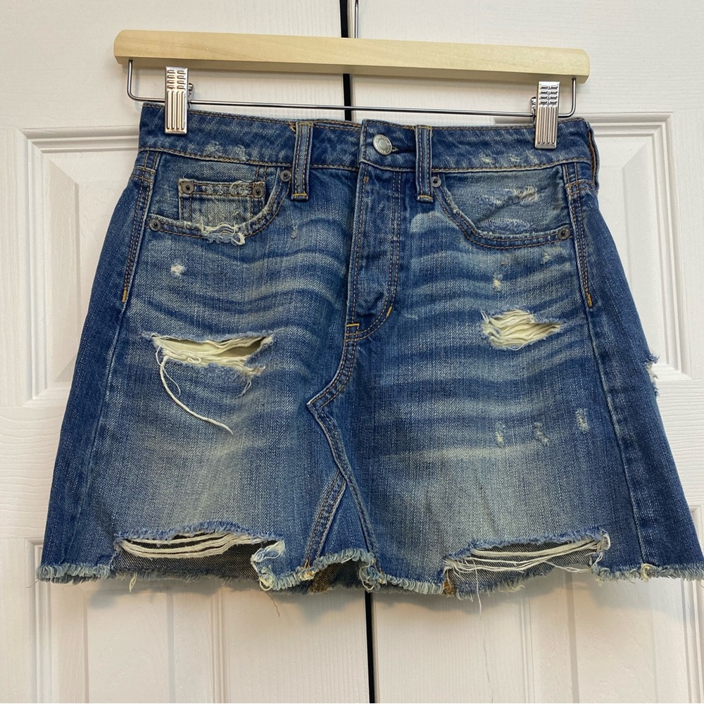 American Eagle Outfitters Ripped Denim Mini Skirt